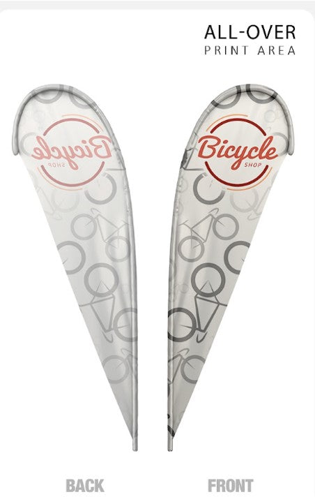 Teardrop flag single sided graphic only 15 ft — custom print example (graphic only; hardware not included)