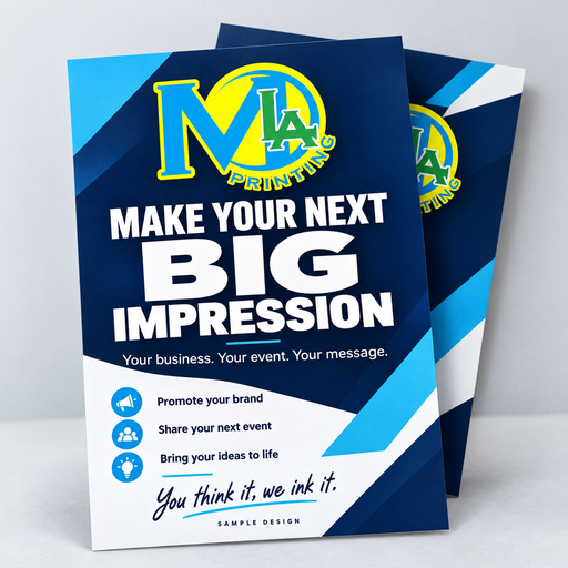 Approved MLA Printing flyer artwork — illustrative product preview