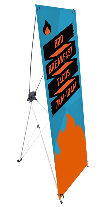 Fabric Tripod X Banner Display KIT 26" x 66 — custom print example